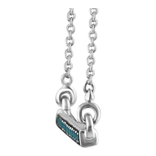 14K White 16 CTW Blue Diamond Bar 18 Necklace TreasureFineJewelers Necklaces