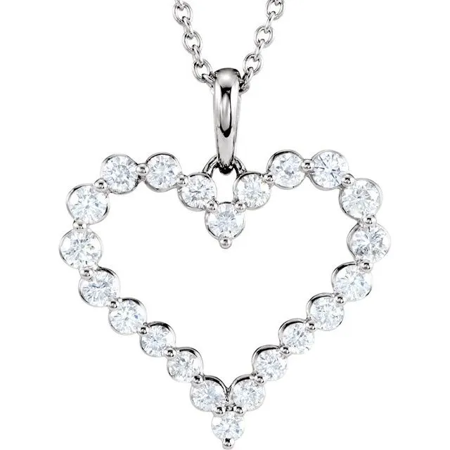 14K White 1 CTW Diamond Heart 18 Necklace TreasureFineJewelers Necklaces 14K White 1 CTW Diamond Heart 18 Necklace TreasureFineJewelers Necklaces