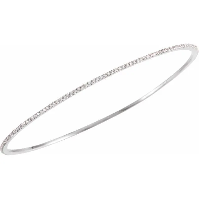 14K White 1 CTW Diamond Stackable Bangle 8 Bracelet TreasureFineJewelers Bracelets