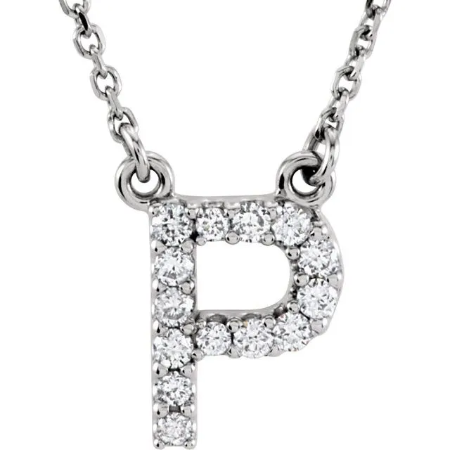 14K White Gold 18 CTW Natural Diamond Initial P 16 Necklace TreasureFineJewelers Necklaces 14K White Gold 18 CTW Natural Diamond Initial P 16 Necklace TreasureFineJewelers Necklaces