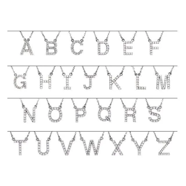 14K White Gold 18 CTW Natural Diamond Initial P 16 Necklace TreasureFineJewelers Necklaces