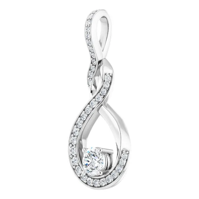 14K White Gold 38 CTW Natural Diamond Pendant TreasureFineJewelers Necklaces