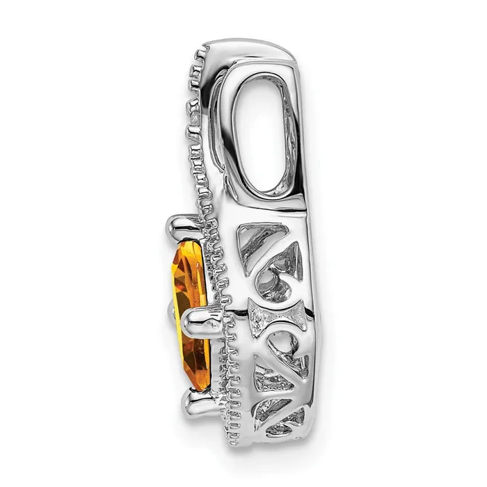 14k White Gold Citrine and Diamond Pendant TreasureFineJewelers Necklaces