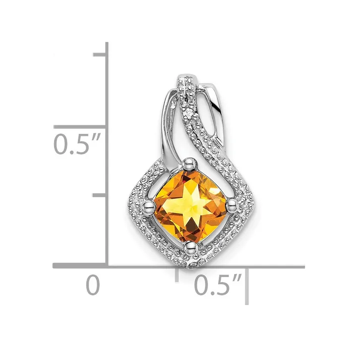 14k White Gold Citrine and Diamond Pendant TreasureFineJewelers Necklaces