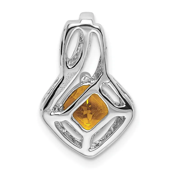 14k White Gold Citrine and Diamond Pendant TreasureFineJewelers Necklaces