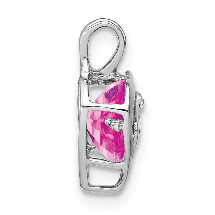 14k White Gold Creat Pink SapphireDiamond MOM Heart Pendant TreasureFineJewelers Necklaces