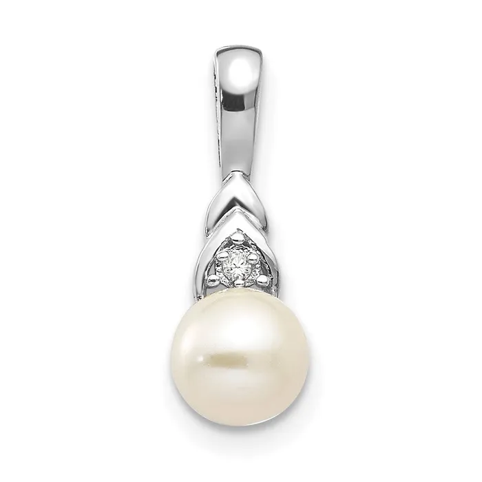 14k White Gold FW Cultured Pearl and Diamond Pendant TreasureFineJewelers Necklaces 14k White Gold FW Cultured Pearl and Diamond Pendant TreasureFineJewelers Necklaces