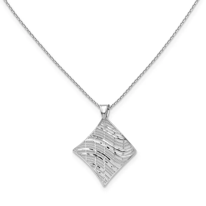 14k White Gold Polished and DC Fancy Pendant TreasureFineJewelers Necklaces 14k White Gold Polished and DC Fancy Pendant TreasureFineJewelers Necklaces