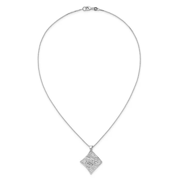 14k White Gold Polished and DC Fancy Pendant TreasureFineJewelers Necklaces