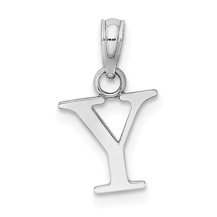14K White Gold Polished Block Letter Y Initial Pendant TreasureFineJewelers Necklaces