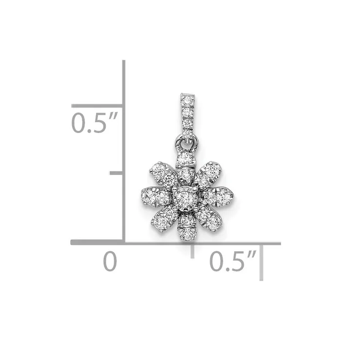 14k White Gold Polished Diamond Flower Pendant TreasureFineJewelers Necklaces
