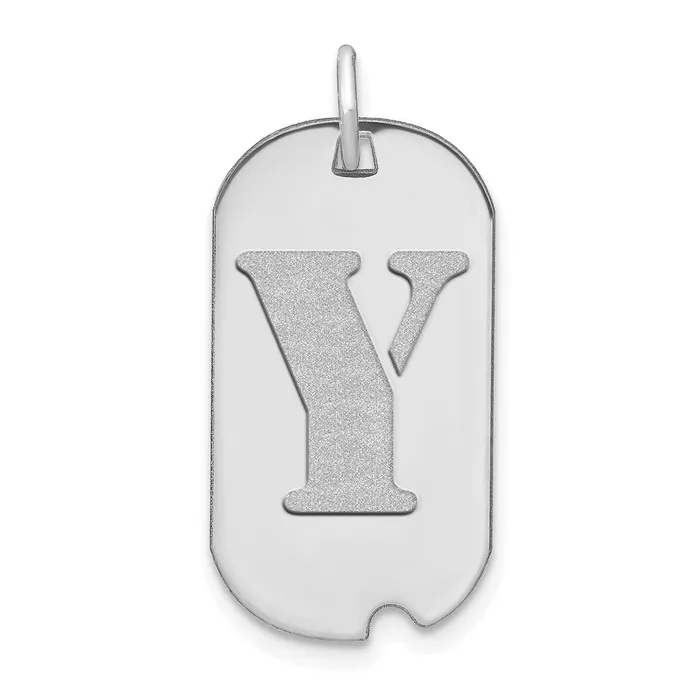 14k White Gold Polished Letter Y Initial Dog Tag Pendant TreasureFineJewelers Necklaces 14k White Gold Polished Letter Y Initial Dog Tag Pendant TreasureFineJewelers Necklaces