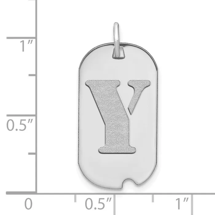 14k White Gold Polished Letter Y Initial Dog Tag Pendant TreasureFineJewelers Necklaces