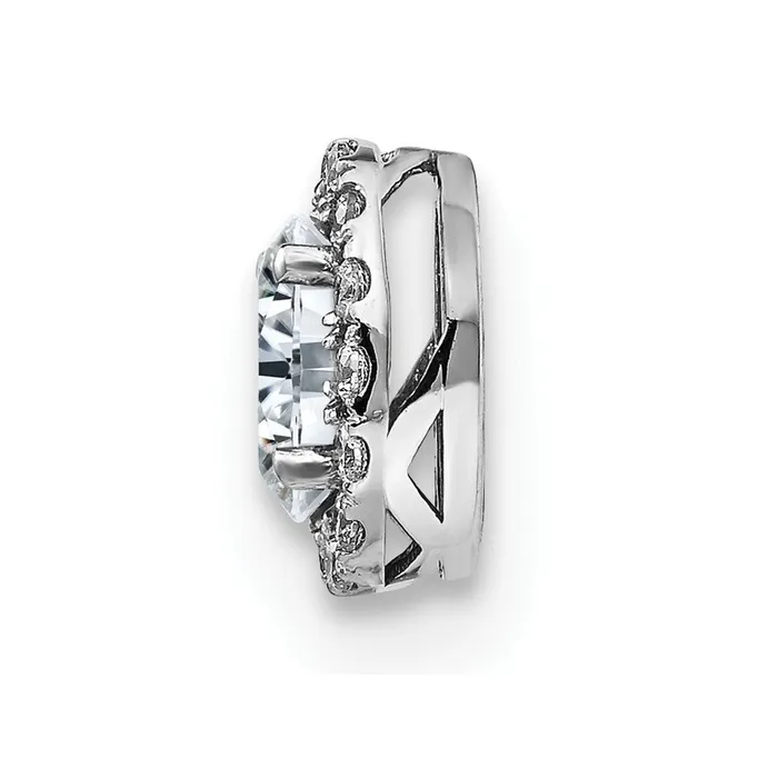 14k White Gold Round Halo D E F Pure Light Moissanite Chain Slide TreasureFineJewelers Necklaces