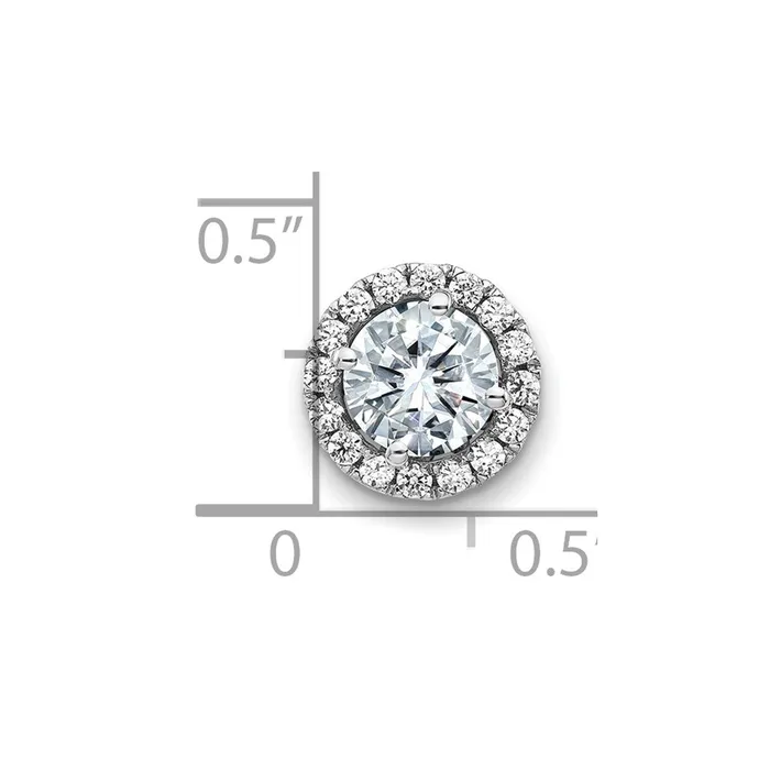 14k White Gold Round Halo D E F Pure Light Moissanite Chain Slide TreasureFineJewelers Necklaces