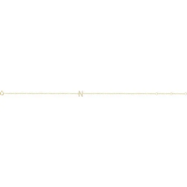 14K Yellow 06 CTW Diamond Initial N 67 Bracelet TreasureFineJewelers Bracelets