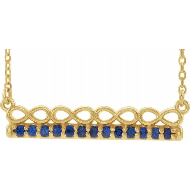 14K Yellow Blue Sapphire InfinityInspired Bar 18 Necklace TreasureFineJewelers Necklaces 14K Yellow Blue Sapphire InfinityInspired Bar 18 Necklace TreasureFineJewelers Necklaces