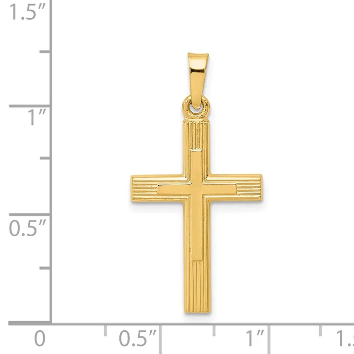 14k Yellow Gold Brushed and Polished Latin Cross Pendant TreasureFineJewelers Necklaces