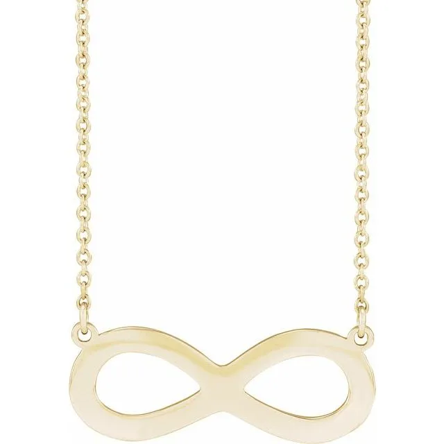 14K Yellow Gold Engravable Infinity Family 18 Necklace TreasureFineJewelers Necklaces 14K Yellow Gold Engravable Infinity Family 18 Necklace TreasureFineJewelers Necklaces
