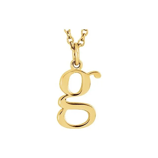 14K Yellow Gold Lowercase Initial g 16 Necklace TreasureFineJewelers Necklaces