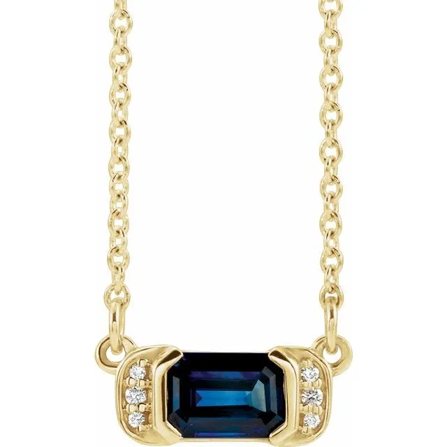 14K Yellow Gold Natural Blue Sapphire 02 CTW Natural Diamond Bar 16 Necklace TreasureFineJewelers Necklaces 14K Yellow Gold Natural Blue Sapphire 02 CTW Natural Diamond Bar 16 Necklace TreasureFineJewelers Necklaces