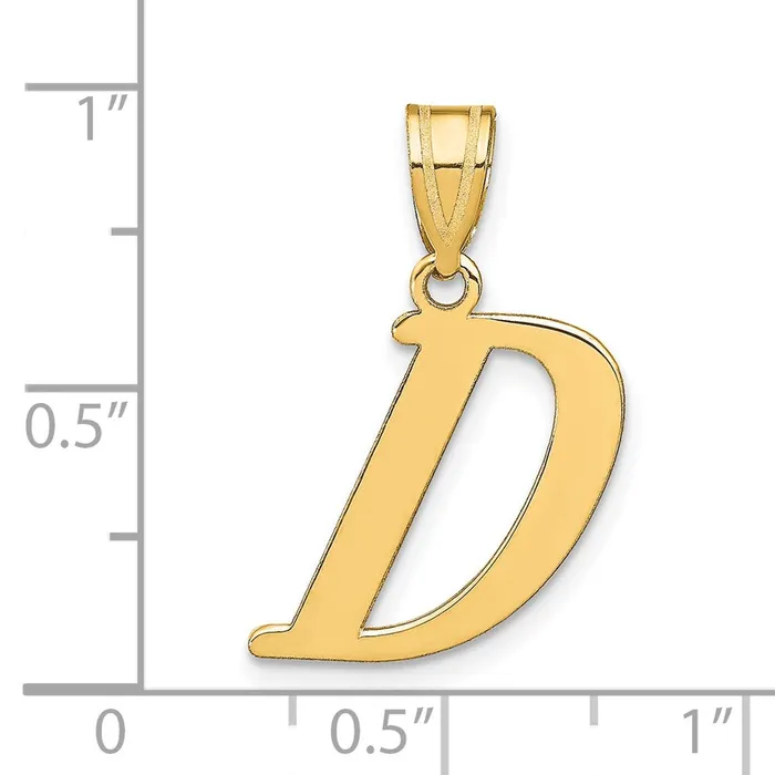 14k Yellow Gold Polished Letter D Initial Pendant TreasureFineJewelers Necklaces