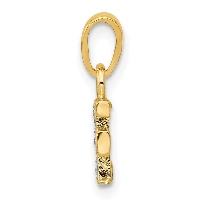 14k Yellow Gold Rhodium with Rhodium Diamond Letter F Initial Pendant TreasureFineJewelers Necklaces