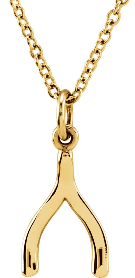 14K Yellow Gold Tiny Posh Wishbone 1618 Necklace TreasureFineJewelers Necklaces 14K Yellow Gold Tiny Posh Wishbone 1618 Necklace TreasureFineJewelers Necklaces