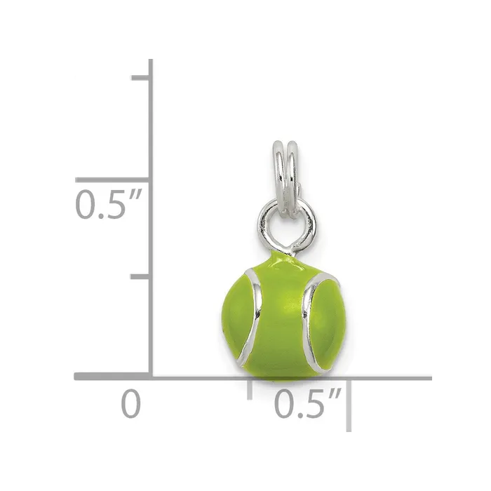 Bracelets Sterling Silver Green Enameled Tennis Ball Charm TreasureFineJewelers