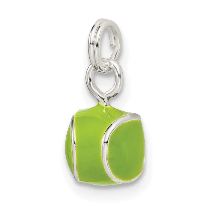 Bracelets Sterling Silver Green Enameled Tennis Ball Charm TreasureFineJewelers
