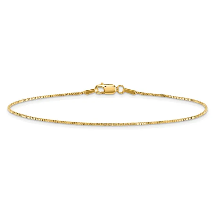 Bracelets TreasureFineJewelers 14K 8 inch 95mm Box with Lobster Clasp Bracelet