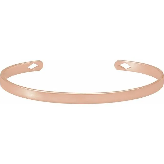 Bracelets TreasureFineJewelers 14K Rose Gold Engravable Cuff 7 Bracelet