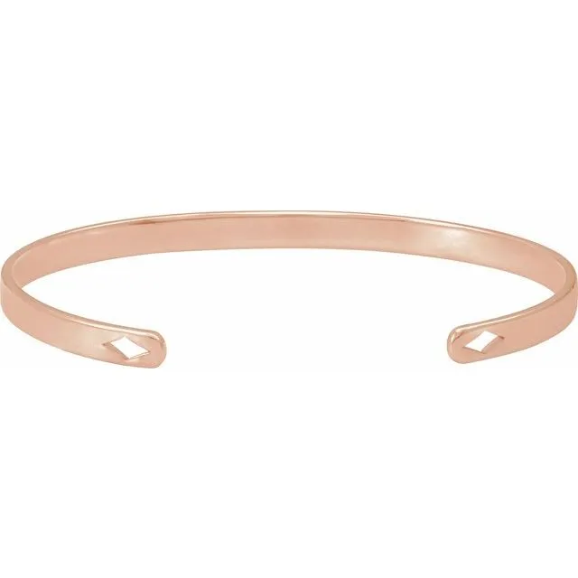 Bracelets TreasureFineJewelers 14K Rose Gold Engravable Cuff 7 Bracelet