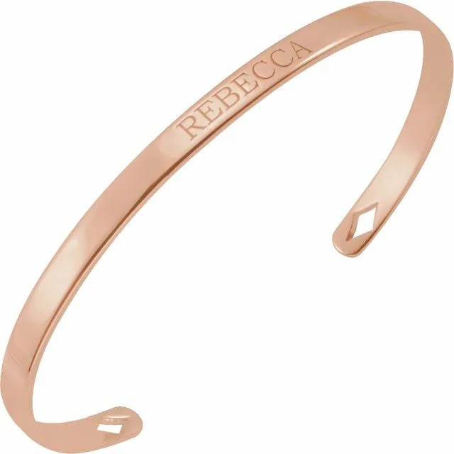 Bracelets TreasureFineJewelers 14K Rose Gold Engravable Cuff 7 Bracelet
