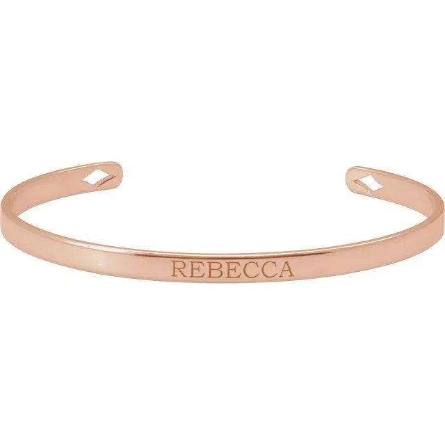 Bracelets TreasureFineJewelers 14K Rose Gold Engravable Cuff 7 Bracelet