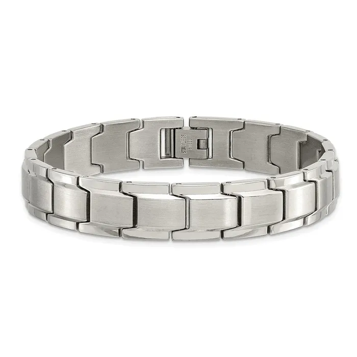 Bracelets TreasureFineJewelers Chisel Stainless Steel Brushed and Polished 825 inch Link Bracelet