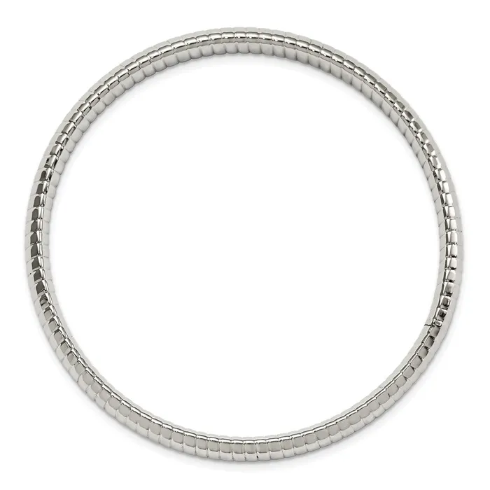 Chisel Stainless Steel Polished and Textured Hollow Bangle TreasureFineJewelers Bracelets