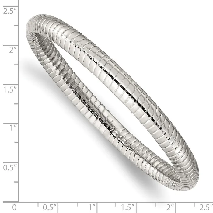 Chisel Stainless Steel Polished and Textured Hollow Bangle TreasureFineJewelers Bracelets