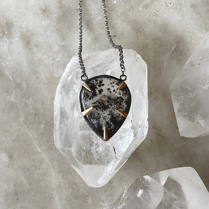 Dendritic Agate Teardrop Necklace Robindira Unsworth Necklaces