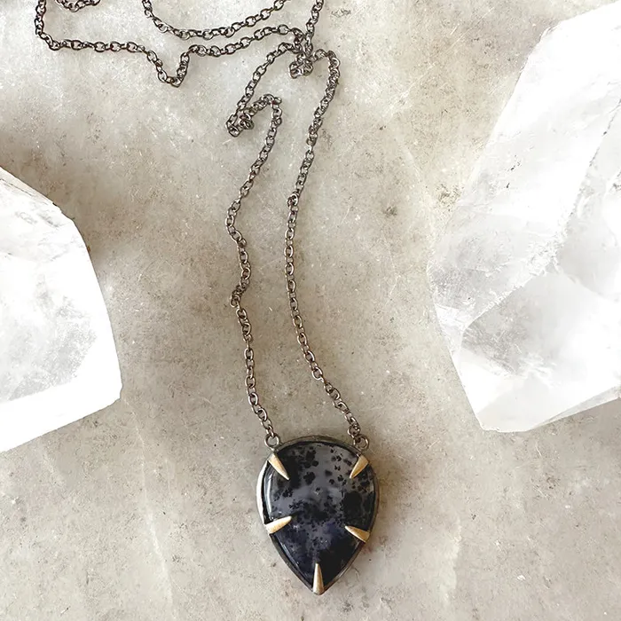 Dendritic Agate Teardrop Necklace Robindira Unsworth Necklaces