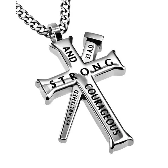 JOSHUA 19 Cross and Nail Necklace with Bible Verse Stainless Steel Curb Chain North Arrow Shop Necklaces JOSHUA 19 Cross and Nail Necklace with Bible Verse Stainless Steel Curb Chain North Arrow Shop Necklaces