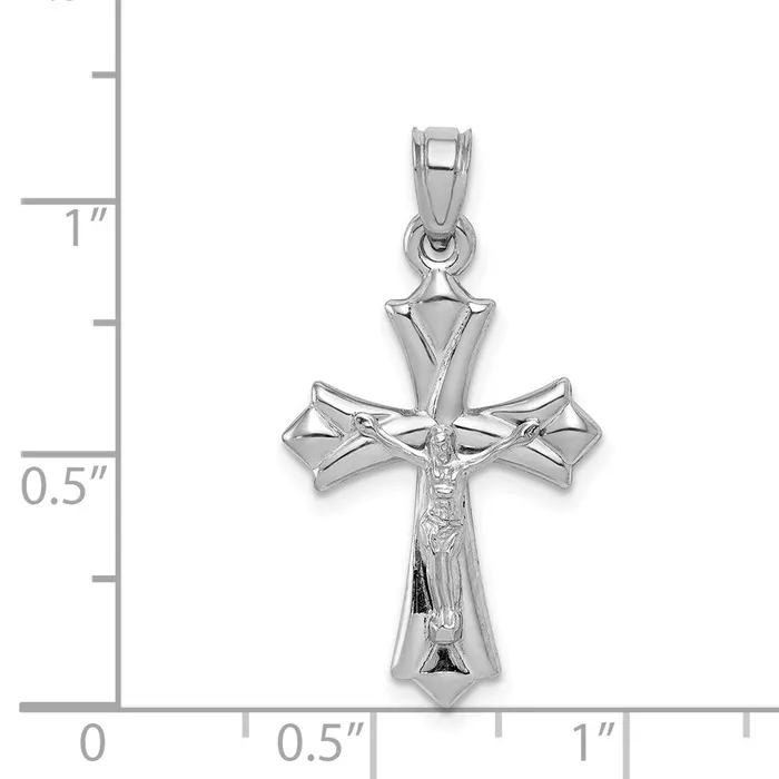 Necklaces 10k White Gold Reversible Crucifix Cross Pendant TreasureFineJewelers