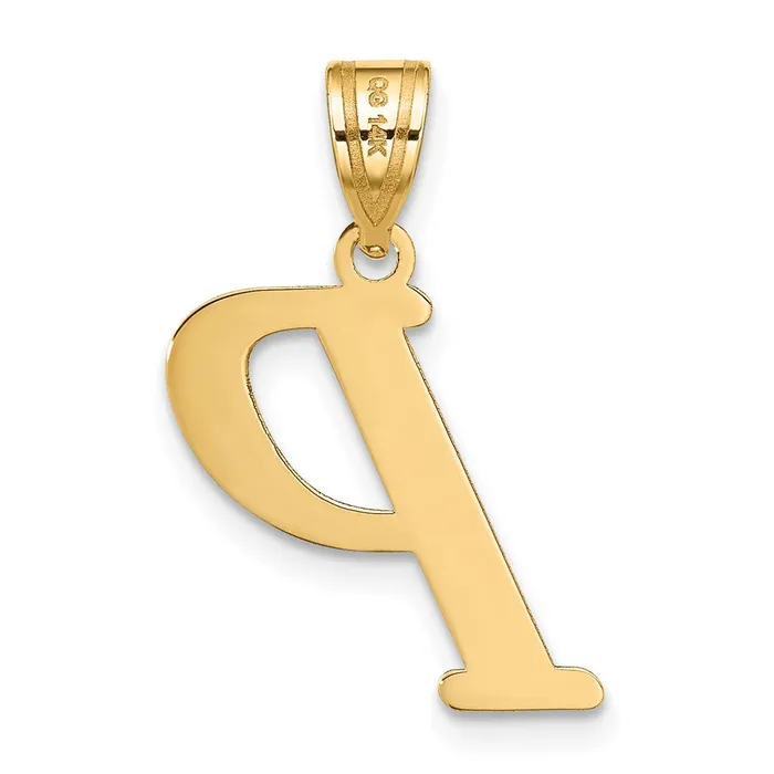 Necklaces 14k Yellow Gold Polished Letter P Initial Pendant TreasureFineJewelers