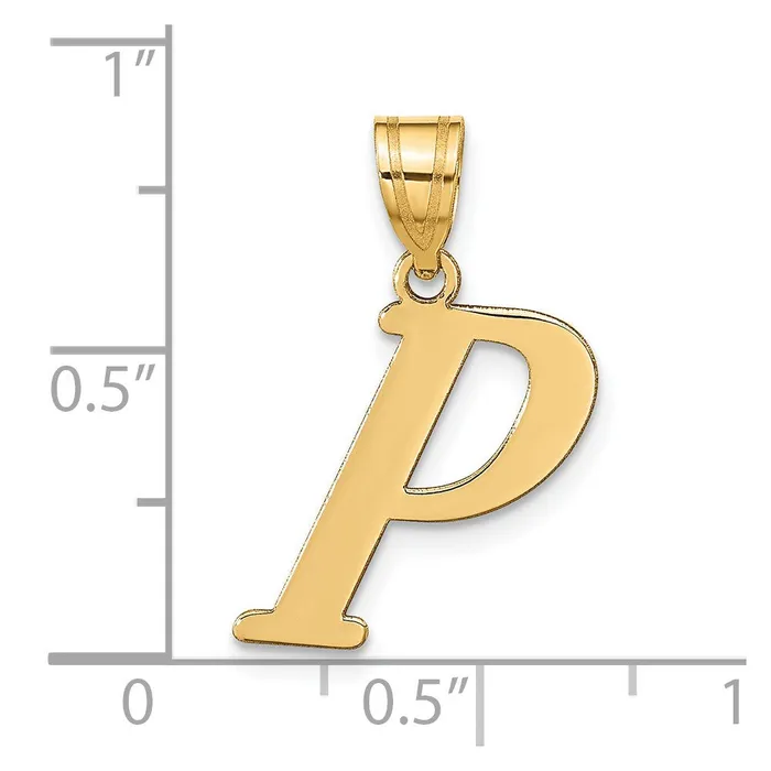 Necklaces 14k Yellow Gold Polished Letter P Initial Pendant TreasureFineJewelers
