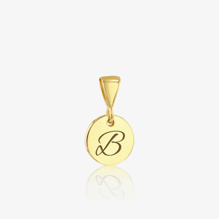 Necklaces Ema Jewels B Initial Cursive Engraved Pendant ONLY 14K 925 Gold Vermeil Necklaces Ema Jewels B Initial Cursive Engraved Pendant ONLY 14K 925 Gold Vermeil