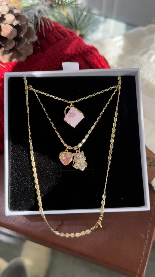 Necklaces MP Jewelry Pink Cheshire Cat Necklace Set Necklaces MP Jewelry Pink Cheshire Cat Necklace Set