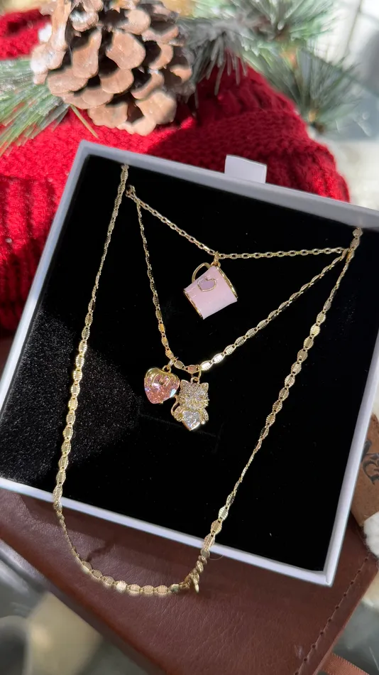 Necklaces MP Jewelry Pink Cheshire Cat Necklace Set Necklaces MP Jewelry Pink Cheshire Cat Necklace Set
