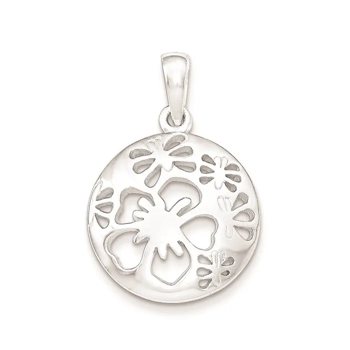 Necklaces Sterling Silver Cutout Flower Pendant TreasureFineJewelers