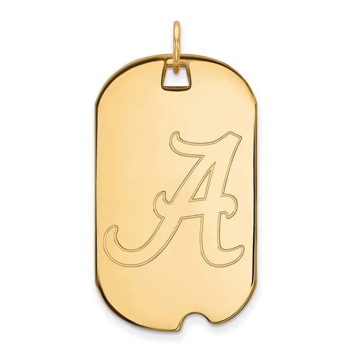 Necklaces Sterling Silver Goldplated University of Alabama Large Dog Tag Pendant TreasureFineJewelers Necklaces Sterling Silver Goldplated University of Alabama Large Dog Tag Pendant TreasureFineJewelers