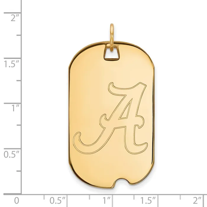 Necklaces Sterling Silver Goldplated University of Alabama Large Dog Tag Pendant TreasureFineJewelers